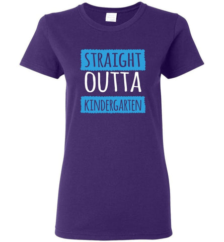 Straight Outta Kindergarten Funny Shirt Vintage Kids Graduation Women Tee - Purple / M