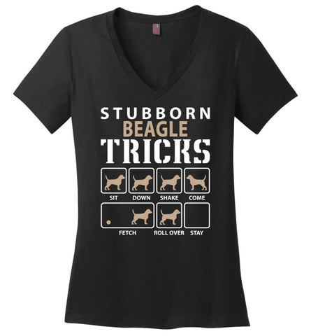 Stubborn Airedale Tricks Funny Airedale Ladies V-Neck - Black / M