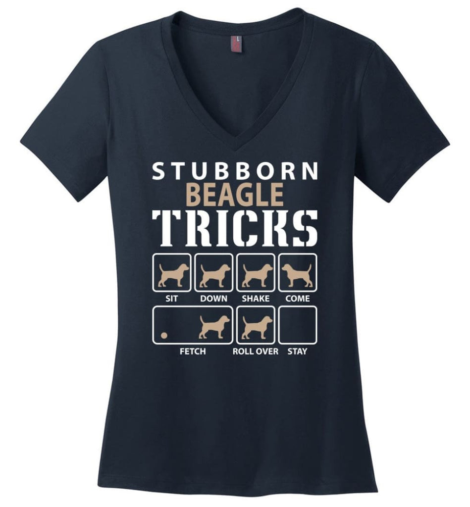 Stubborn Airedale Tricks Funny Airedale Ladies V-Neck - Navy / M