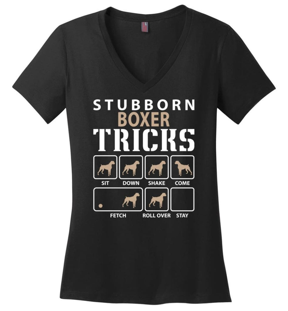 Stubborn Basset Hound Tricks Funny Basset Hound Ladies V-Neck - Black / M