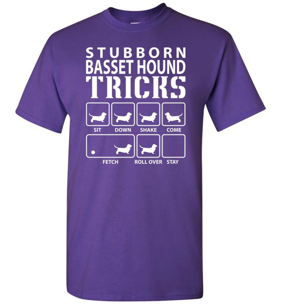 Stubborn Basset Hound Tricks Funny Basset Hound - Short Sleeve T-Shirt - Purple / S