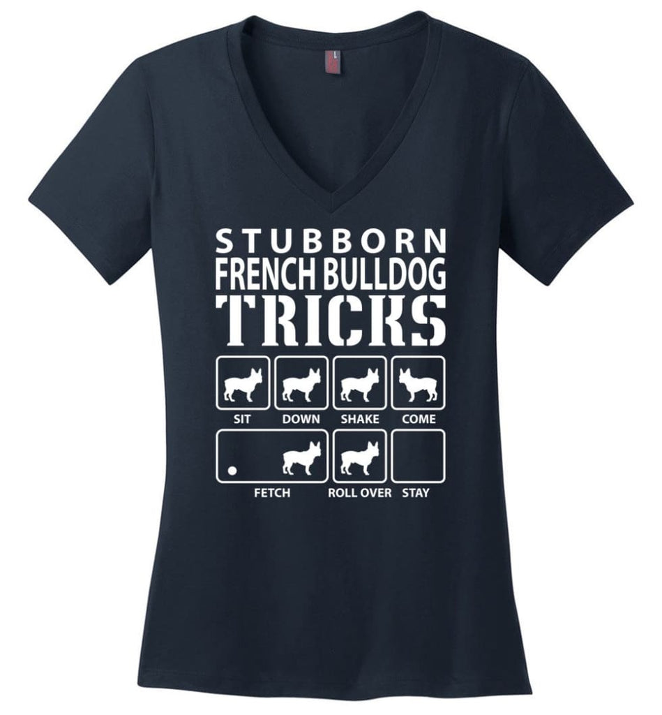 Stubborn Corgi Tricks Funny Corgi Ladies V-Neck - Navy / M