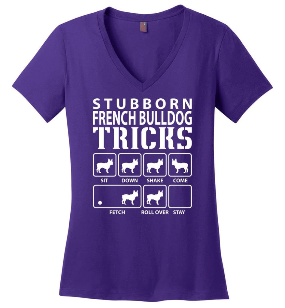 Stubborn Corgi Tricks Funny Corgi Ladies V-Neck - Purple / M