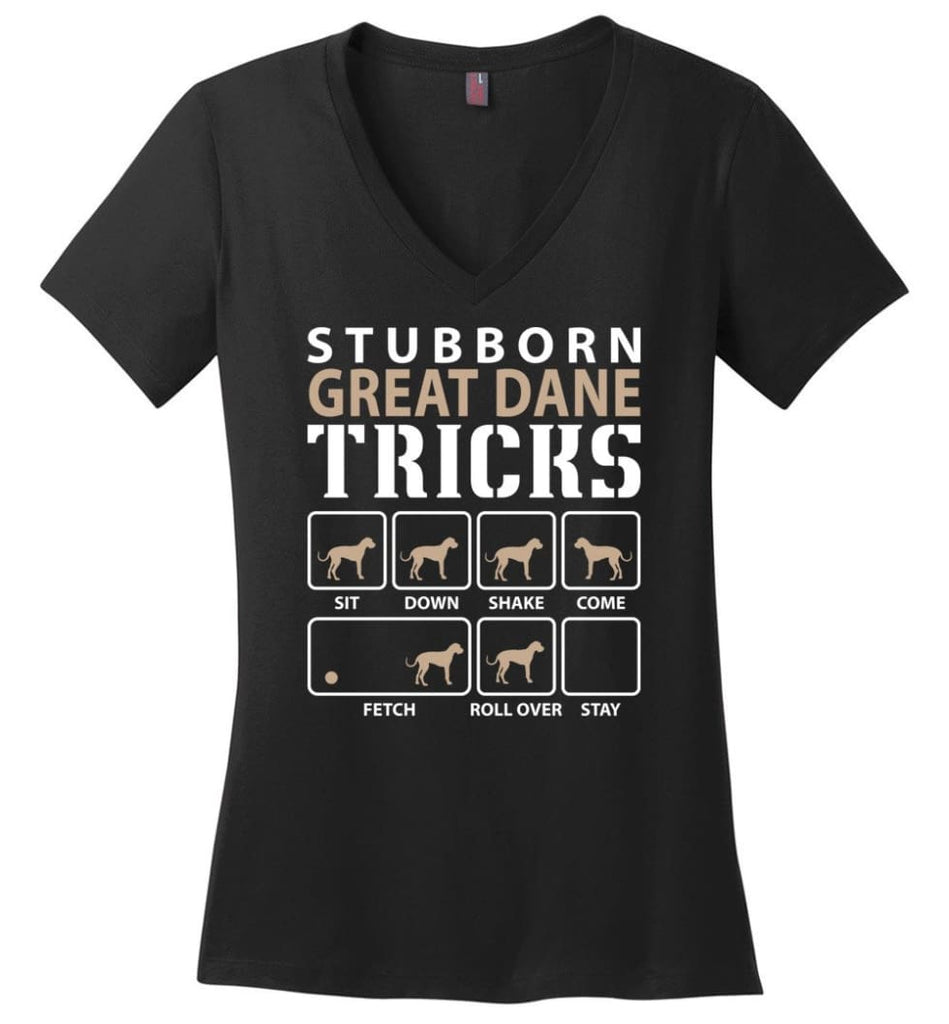 Stubborn Dachshund Tricks Funny Dachshund Ladies V-Neck - Black / M