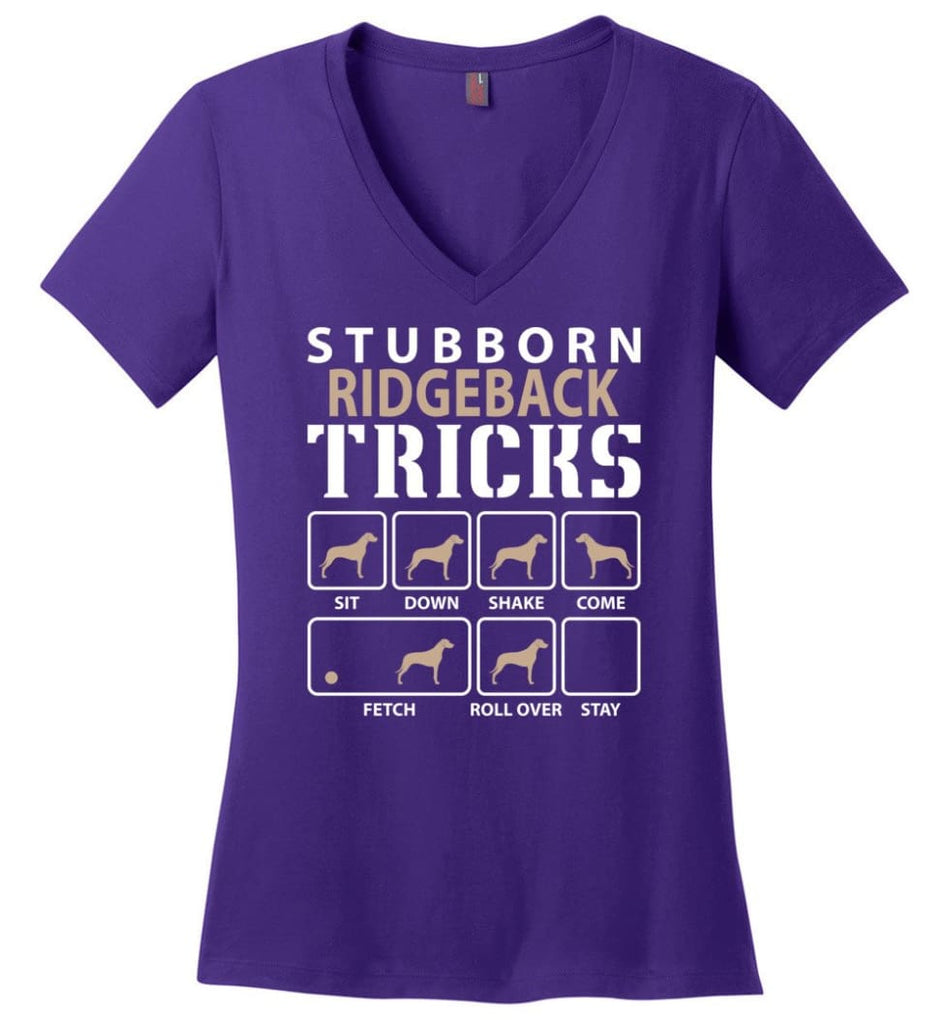 Stubborn Jack Russell Tricks Funny Jack Russell Ladies V-Neck - Purple / M