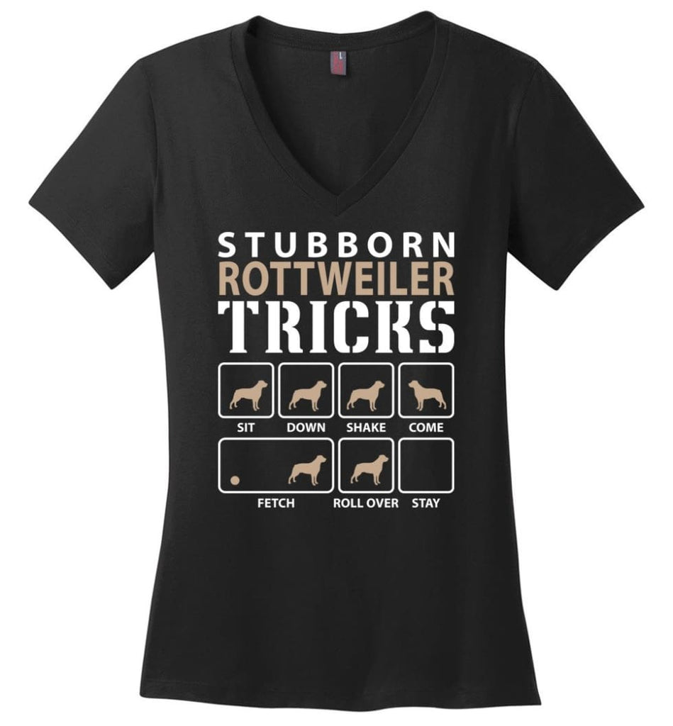 Stubborn Llama Tricks Funny Llama Ladies V-Neck - Black / M