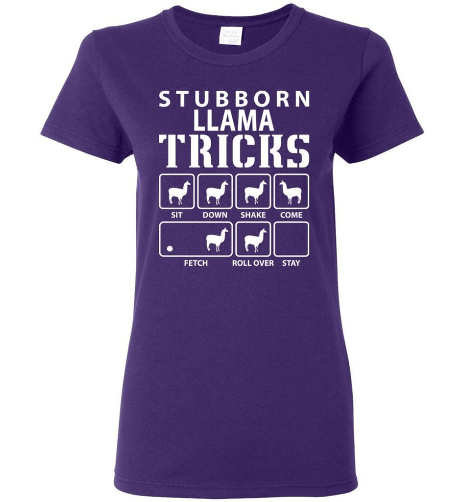 Stubborn Llama Tricks Funny Llama Women Tee - Purple / M