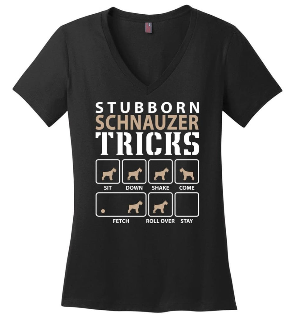 Stubborn Ridgeback Tricks Funny Ridgeback Ladies V-Neck - Black / M