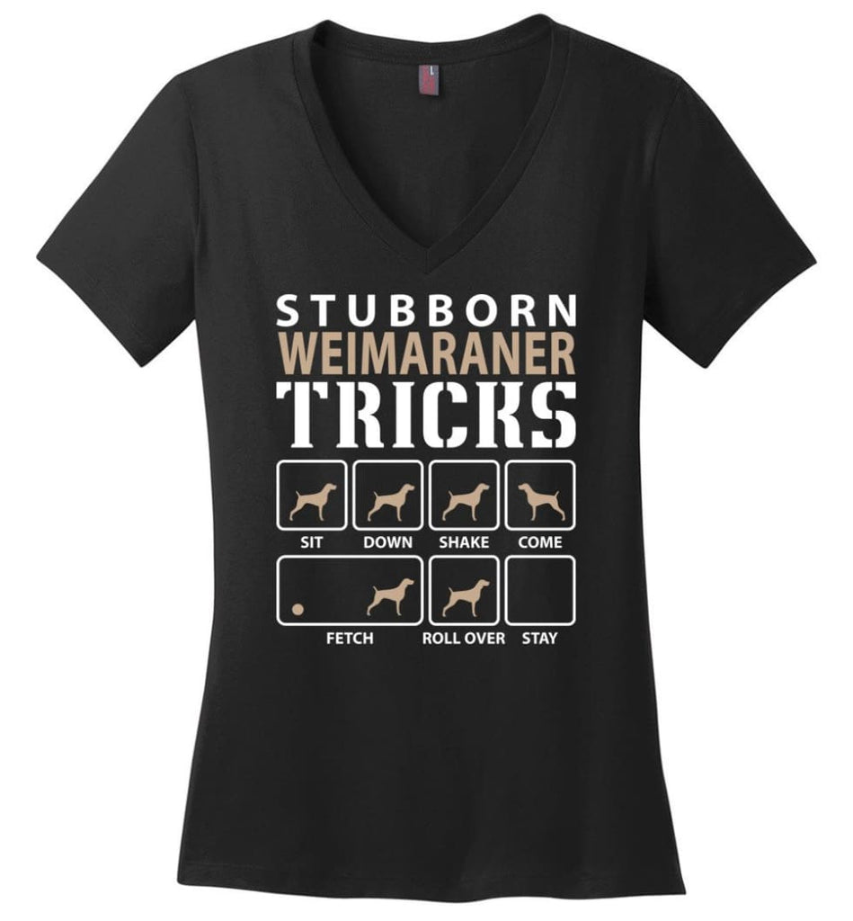 Stubborn Schnauzer Tricks Funny Schnauzer Ladies V-Neck - Black / M