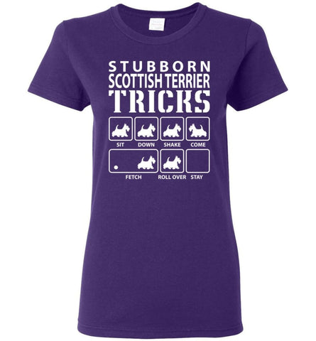 Stubborn Scottish Terrier Tricks Funny Scottish Terrier Women Tee - Purple / M
