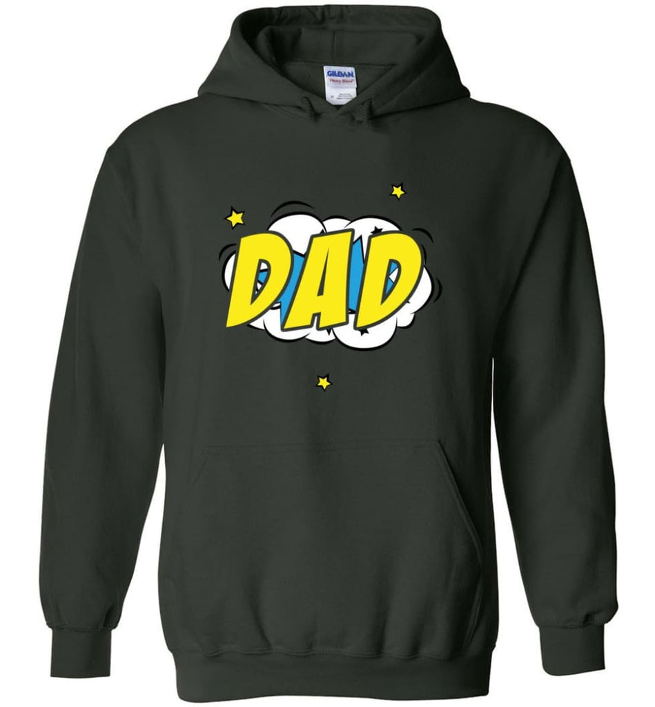 Superhero Dad Shirt Cartoon Hero Father Gift for New Dad Daddy Father Hoodie - Forest Green / M