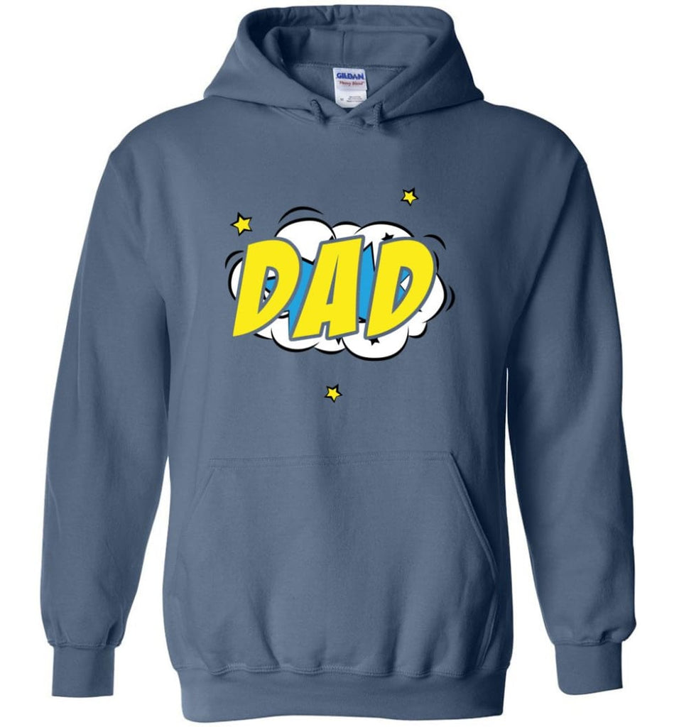 Superhero Dad Shirt Cartoon Hero Father Gift for New Dad Daddy Father Hoodie - Indigo Blue / M