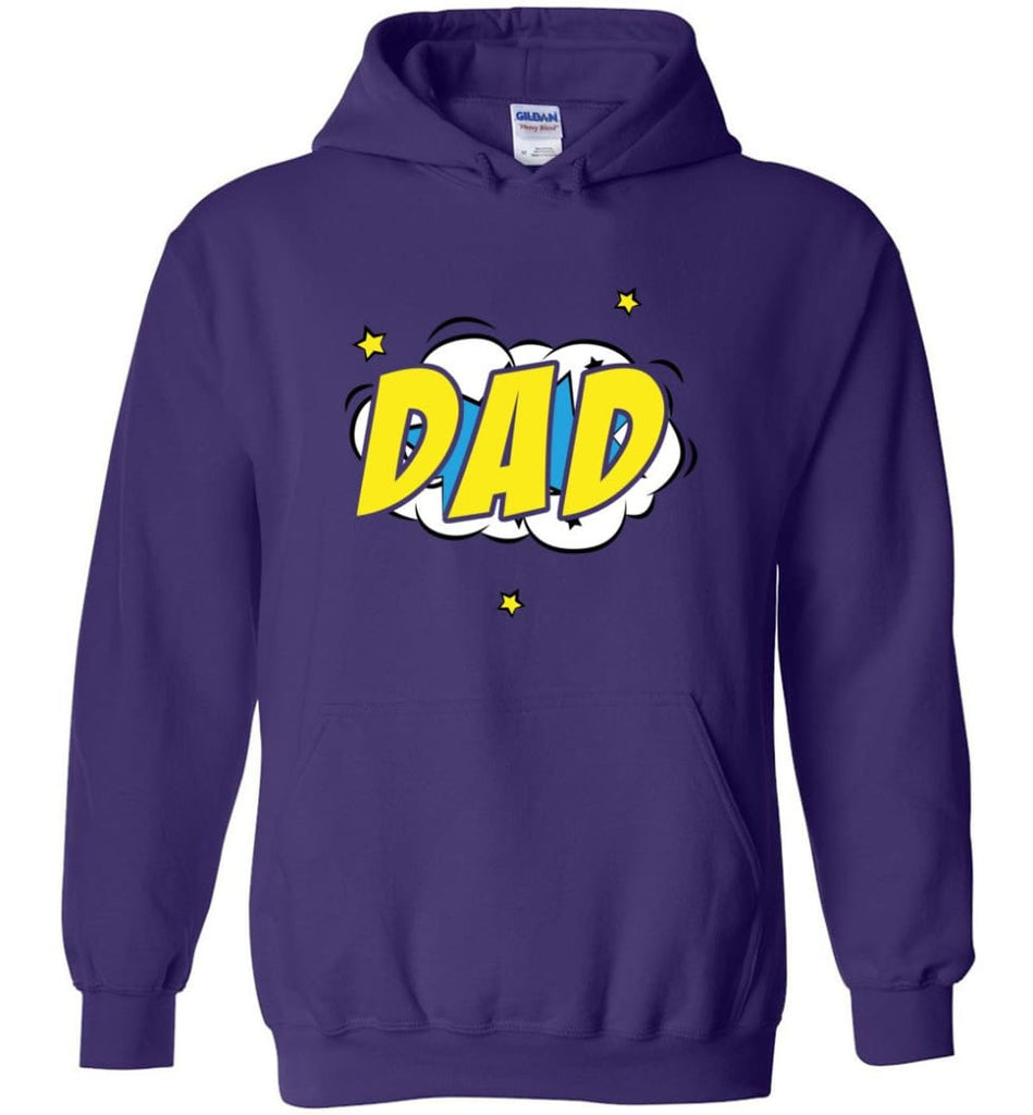 Superhero Dad Shirt Cartoon Hero Father Gift for New Dad Daddy Father Hoodie - Purple / M