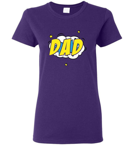 Superhero Dad Shirt Cartoon Hero Father Gift for New Dad Daddy Father Women Tee - Purple / M