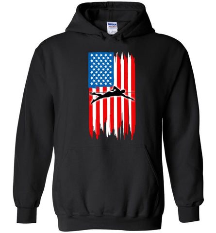 Swimming With American Flag - Hoodie - Black / M