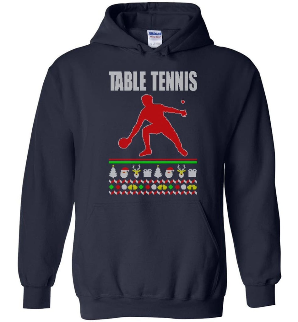 Table Tennis Ugly Christmas Sweater - Hoodie - Navy / M