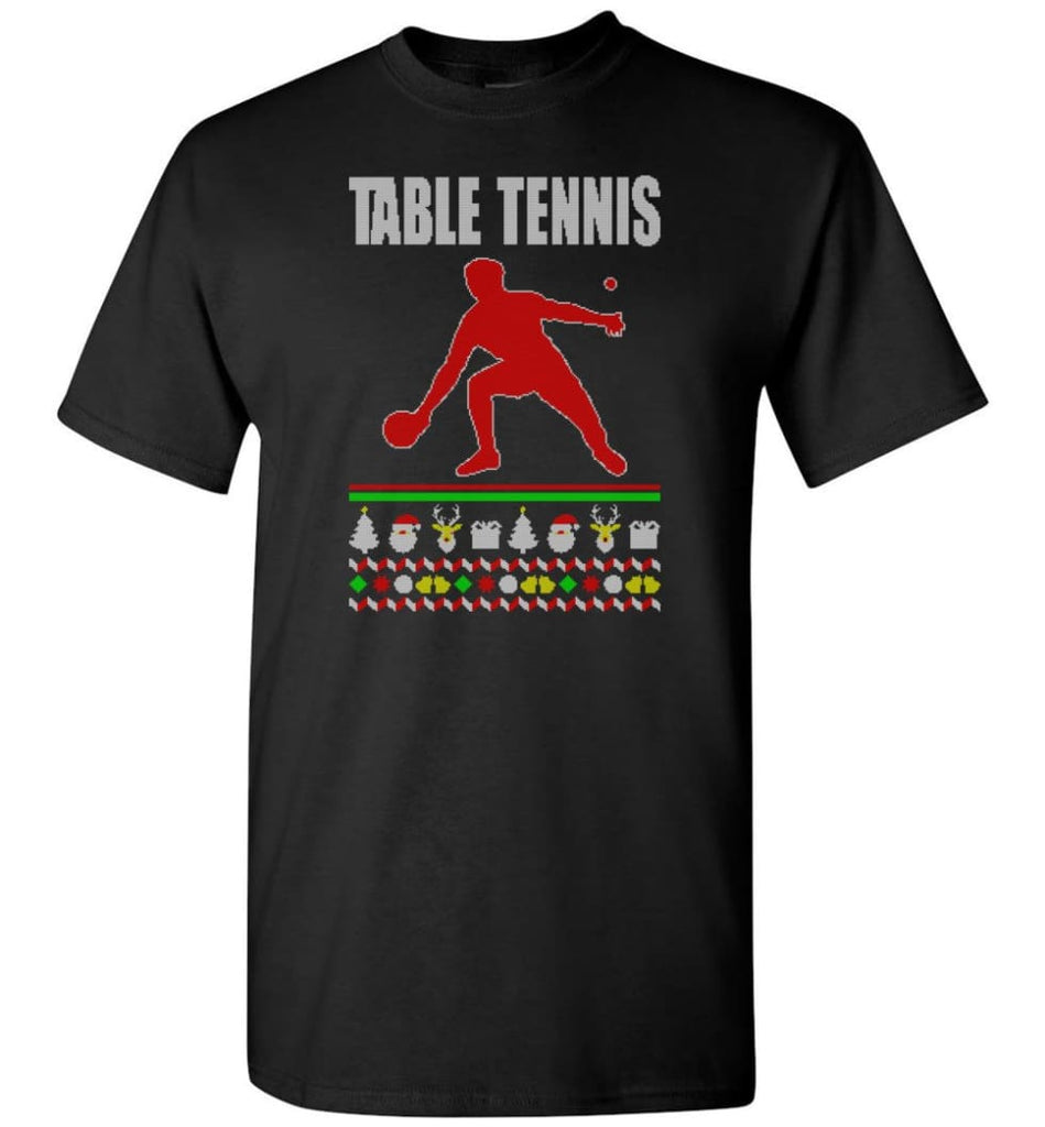 Table Tennis Ugly Christmas Sweater - Short Sleeve T-Shirt - Black / S