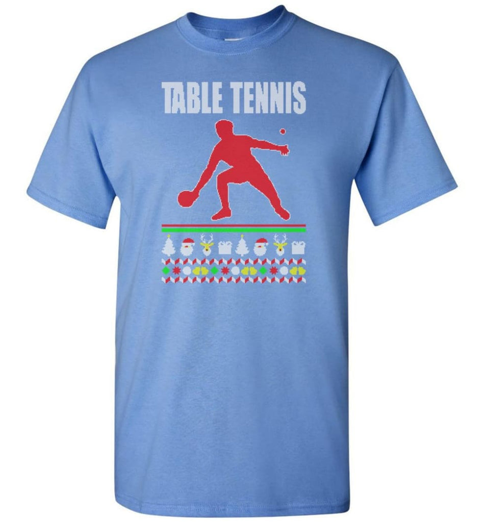 Table Tennis Ugly Christmas Sweater - Short Sleeve T-Shirt - Carolina Blue / S