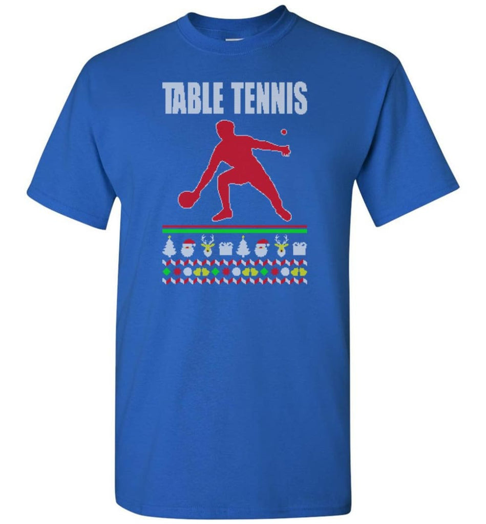 Table Tennis Ugly Christmas Sweater - Short Sleeve T-Shirt - Royal / S