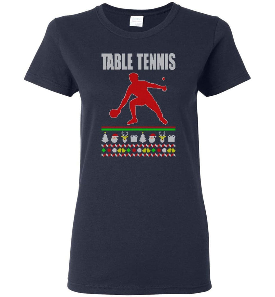 Table Tennis Ugly Christmas Sweater Women Tee - Navy / M
