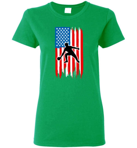 Table Tennis With American Flag Women Tee - Irish Green / M