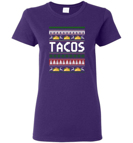 Tacos Ugly Christmas Sweater Sweatshirt Hoodie - Women T-shirt - Purple / M