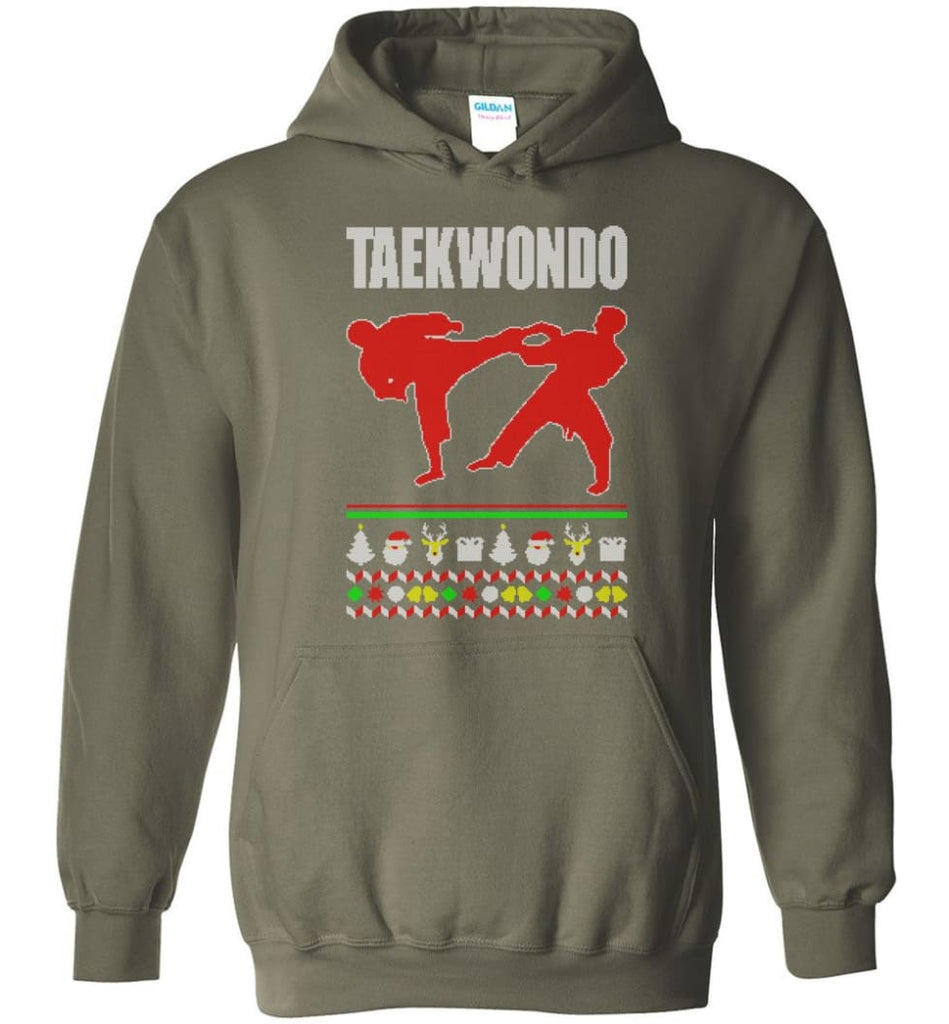 Taekwondo Ugly Christmas Sweater - Hoodie - Military Green / M