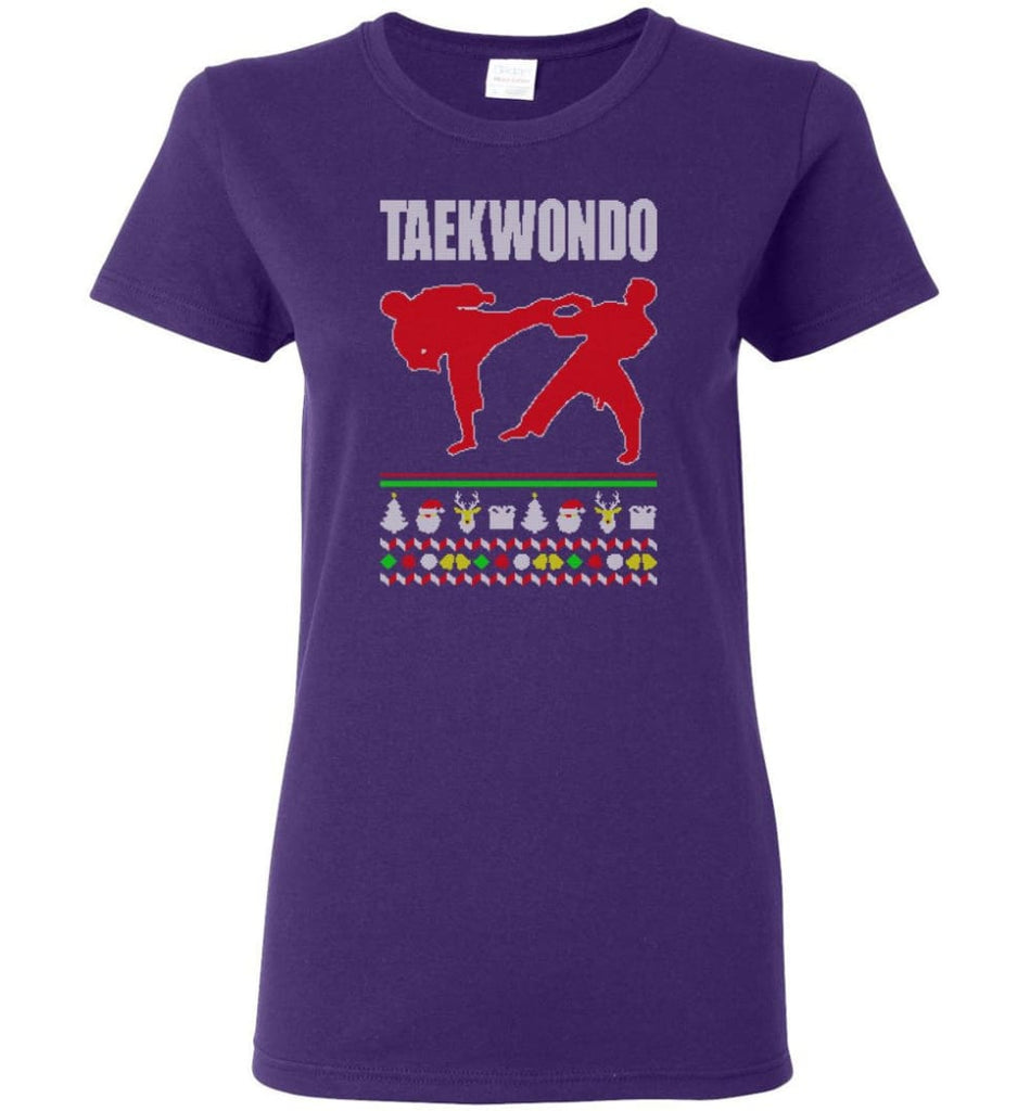 Taekwondo Ugly Christmas Sweater Women Tee - Purple / M