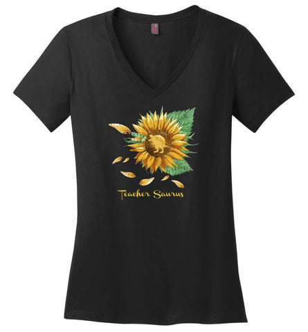 Teacher T Rex Teacher Dinosaur Saurus Teacher - Ladies V-Neck - Black / M - Ladies V-Neck