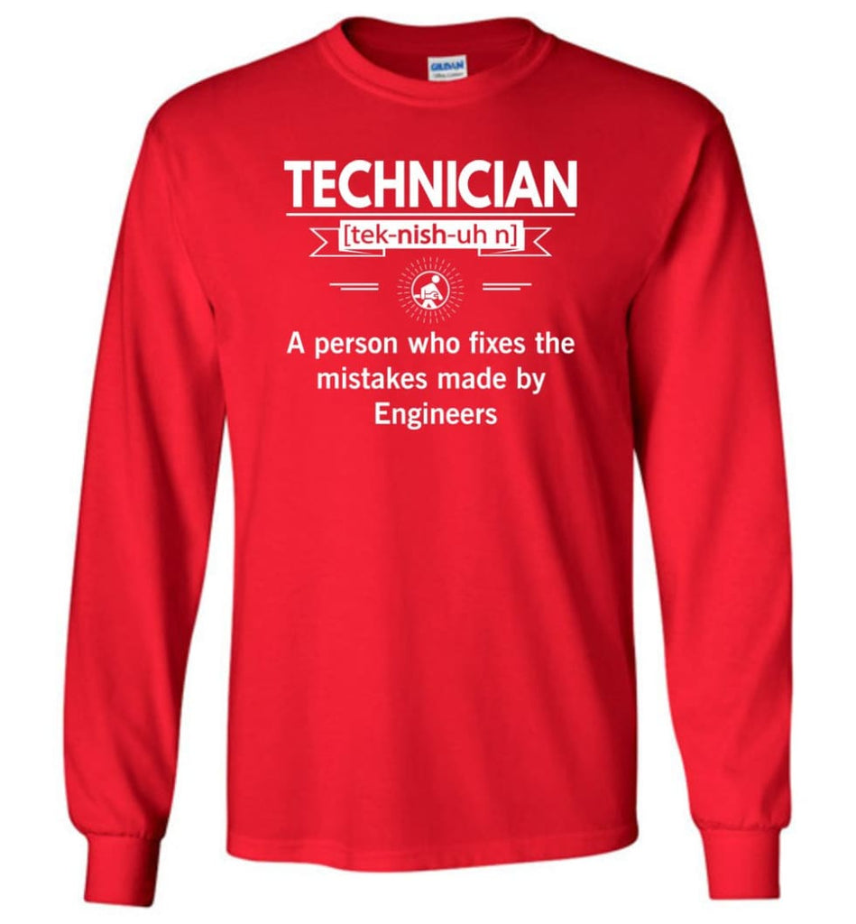 Technician Definition Long Sleeve T-Shirt - Red / M