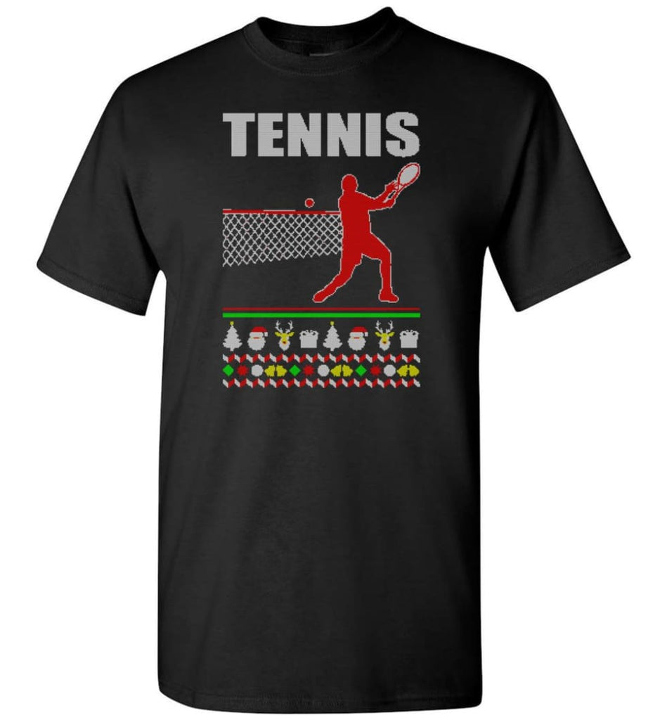 Tennis Ugly Christmas Sweater - Short Sleeve T-Shirt - Black / S