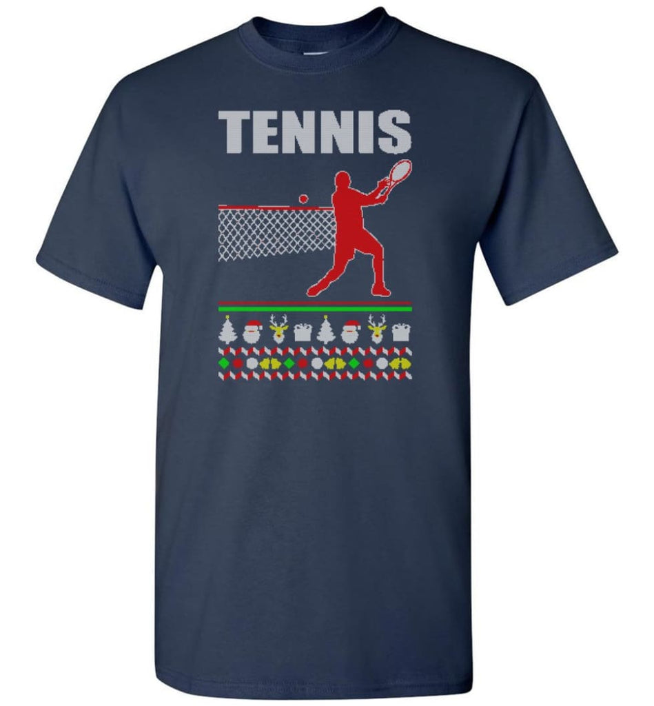Tennis Ugly Christmas Sweater - Short Sleeve T-Shirt - Navy / S