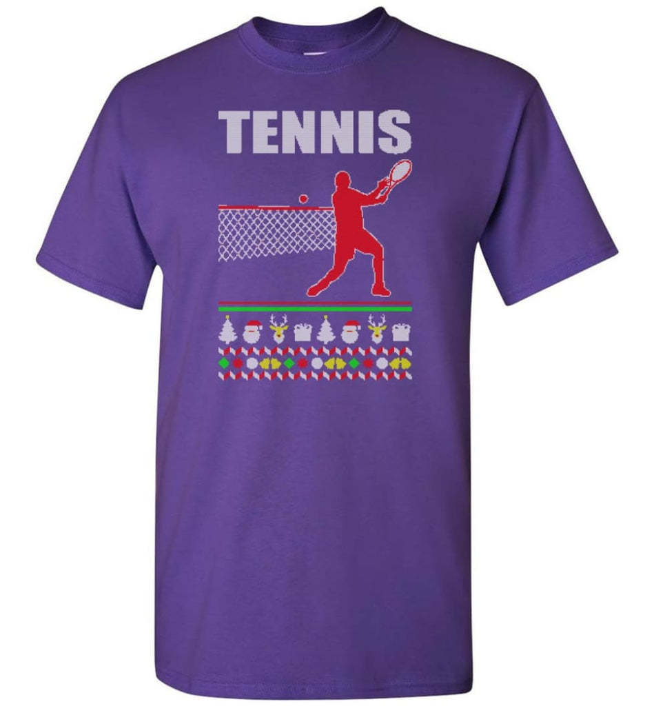 Tennis Ugly Christmas Sweater - Short Sleeve T-Shirt - Purple / S