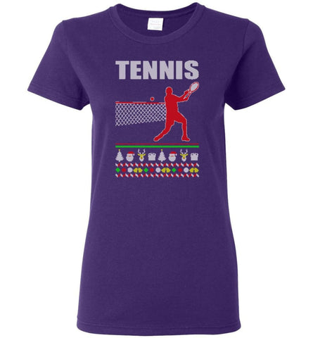 Tennis Ugly Christmas Sweater Women Tee - Purple / S