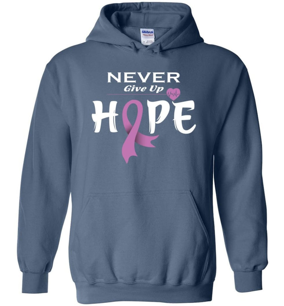 Testicular Cancer Awareness Never Give Up Hope Hoodie - Indigo Blue / M