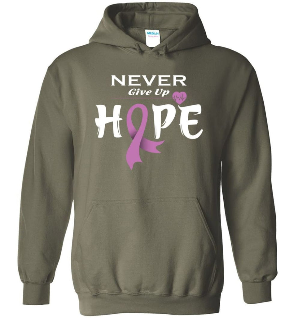 Testicular Cancer Awareness Never Give Up Hope Hoodie - Military Green / M