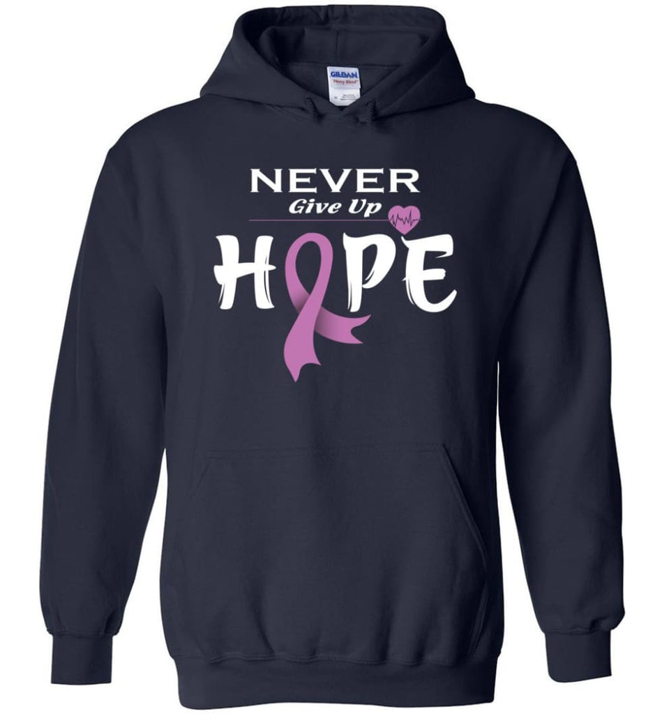 Testicular Cancer Awareness Never Give Up Hope Hoodie - Navy / M