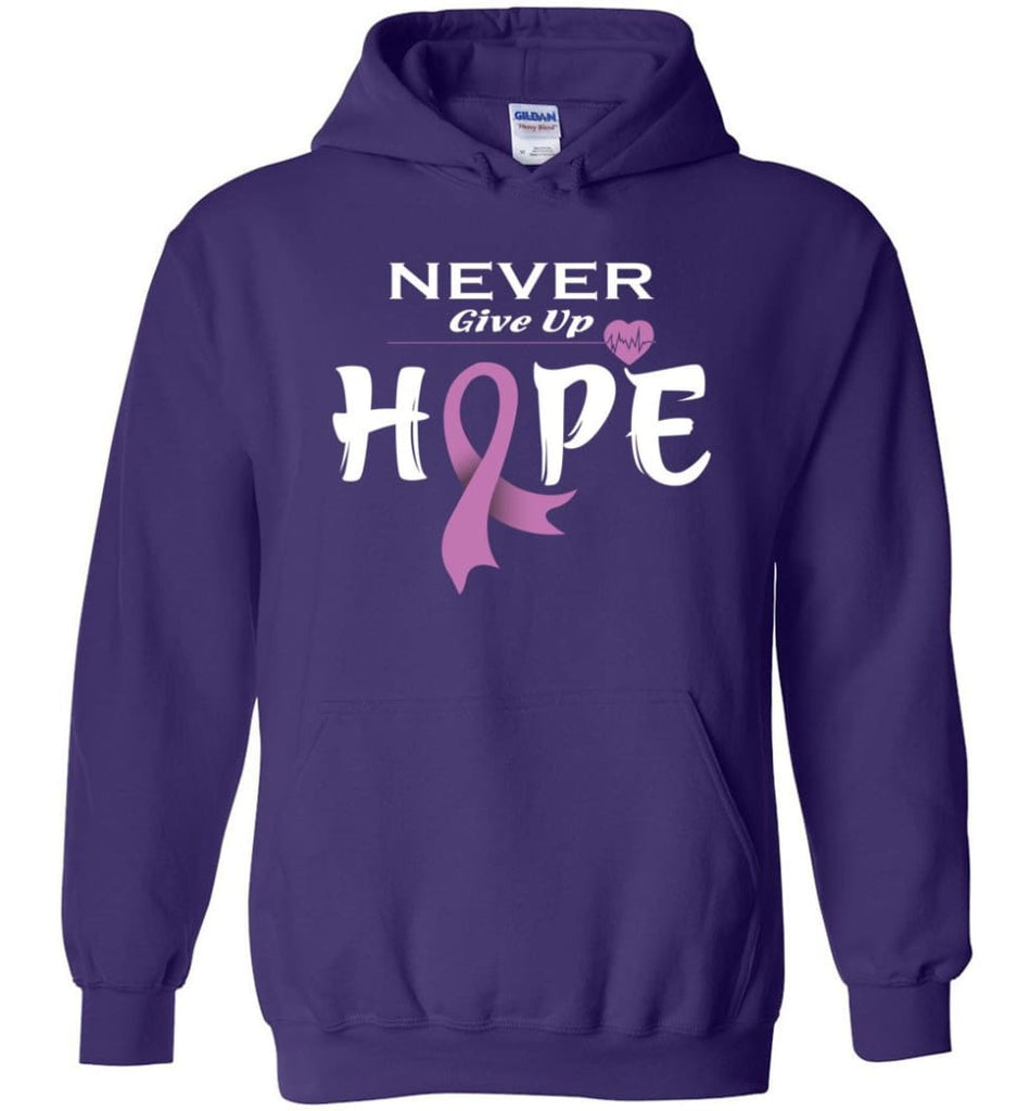 Testicular Cancer Awareness Never Give Up Hope Hoodie - Purple / M