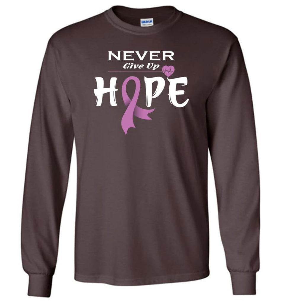 Testicular Cancer Awareness Never Give Up Hope Long Sleeve T-Shirt - Dark Chocolate / M