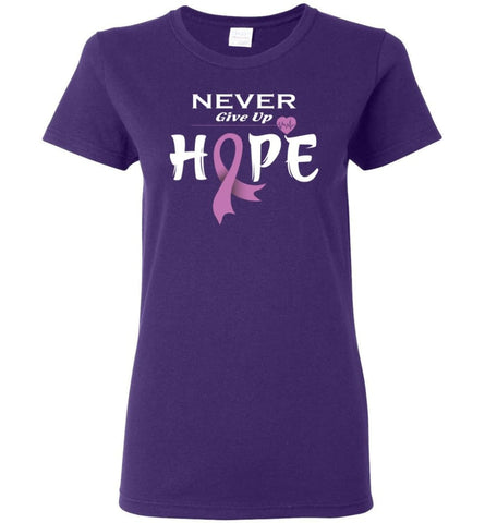 Testicular Cancer Awareness Never Give Up Hope Women Tee - Purple / M