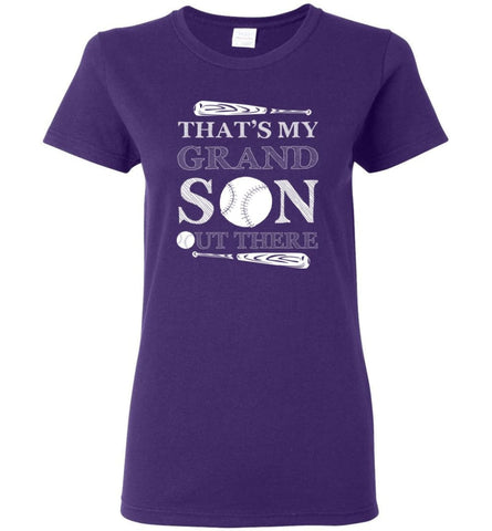 That’s My Grandson Out There Baseball Player Gift Women Tee - Purple / M