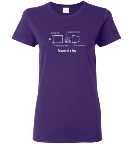 The Anatomy of a Pew Shirt Funny Bullet Shirt Gift - Women T-shirt - Purple / M