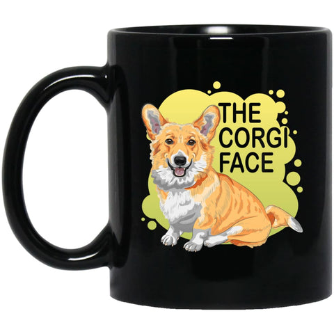 The Corgi Face Gift I Love Corgi Dog Cute Owner Corgi Lover 11 oz Black Mug - Black / One Size - Drinkware