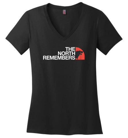 The North Remembers Shirt The North Game Of Throne Shirt Ouse Stark Shirt Funny Ladies V-Neck - Black / M