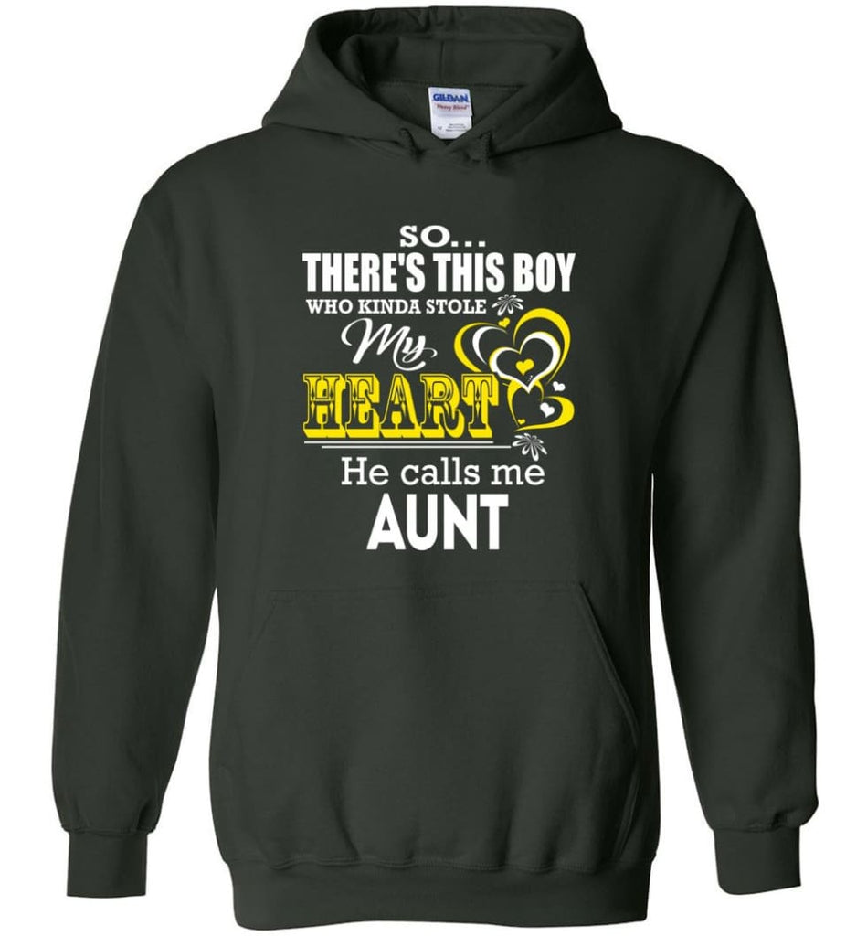 This Boy Who Kinda Stole My Heart He Calls Me Aunt - Hoodie - Forest Green / M