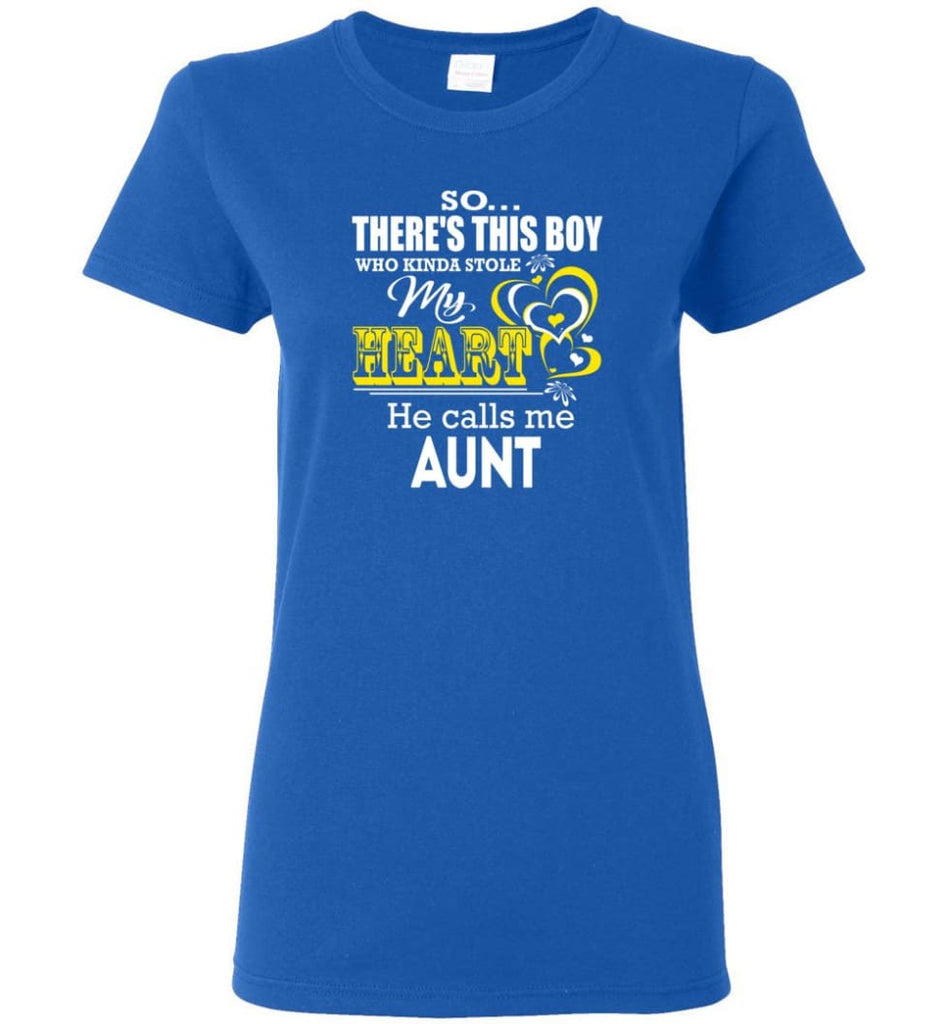 This Boy Who Kinda Stole My Heart He Calls Me Aunt Women Tee - Royal / M