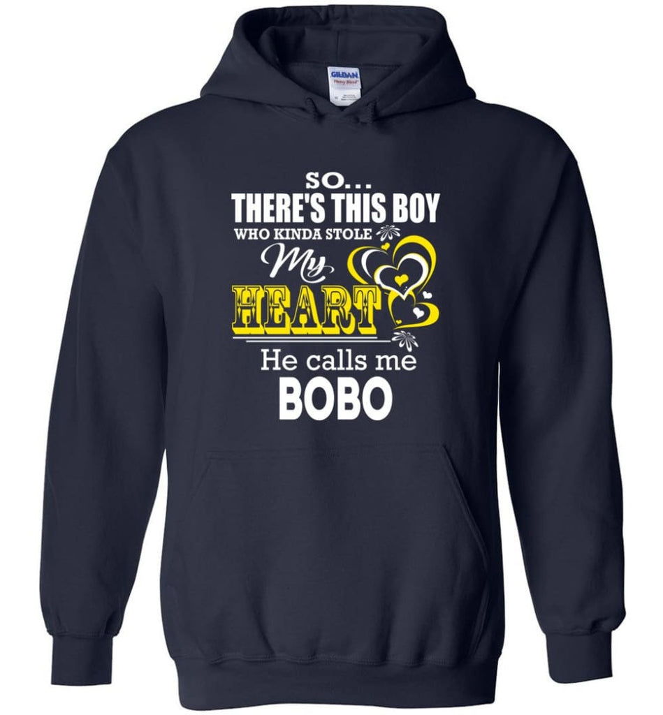 This Boy Who Kinda Stole My Heart He Calls Me Bobo Hoodie - Navy / M