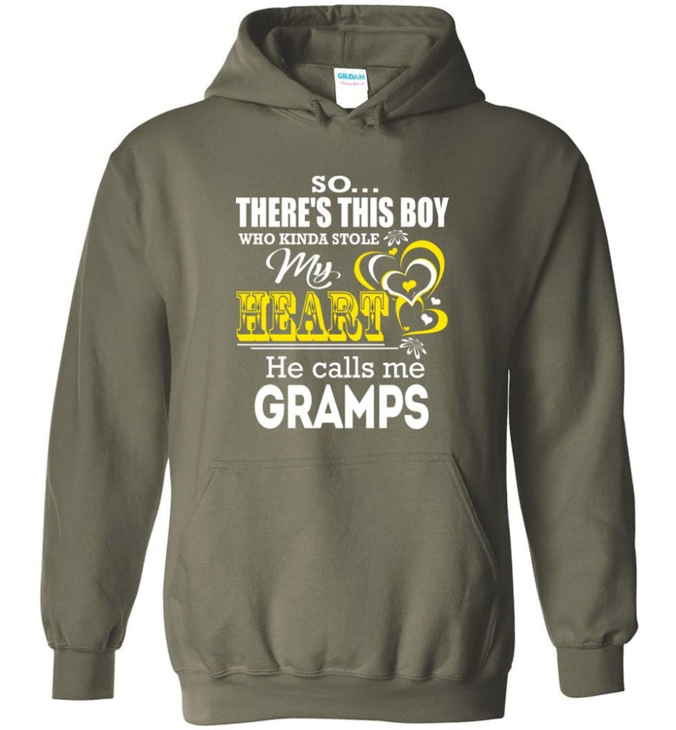 This Boy Who Kinda Stole My Heart He Calls Me Gramps - Hoodie - Military Green / M