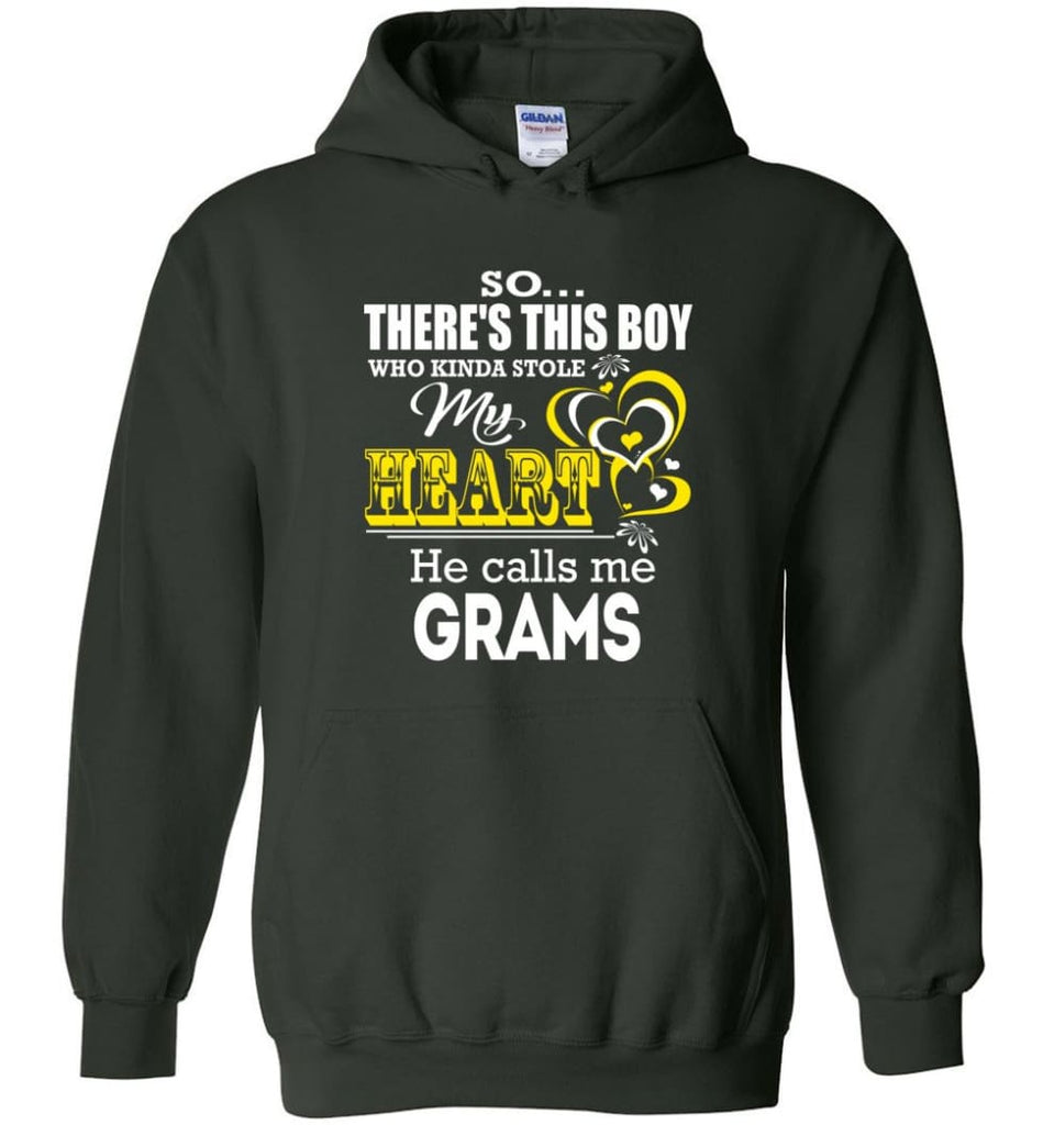 This Boy Who Kinda Stole My Heart He Calls Me Grams - Hoodie - Forest Green / M