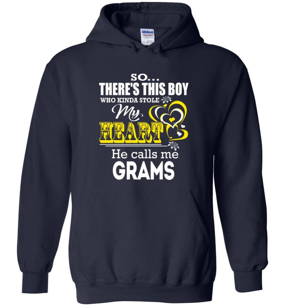 This Boy Who Kinda Stole My Heart He Calls Me Grams - Hoodie - Navy / M
